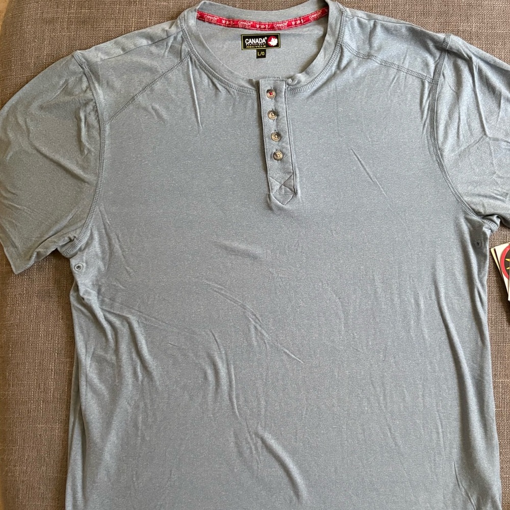 Canada Weathergear Sky Blue Athletic Sportswear Henley Shirt